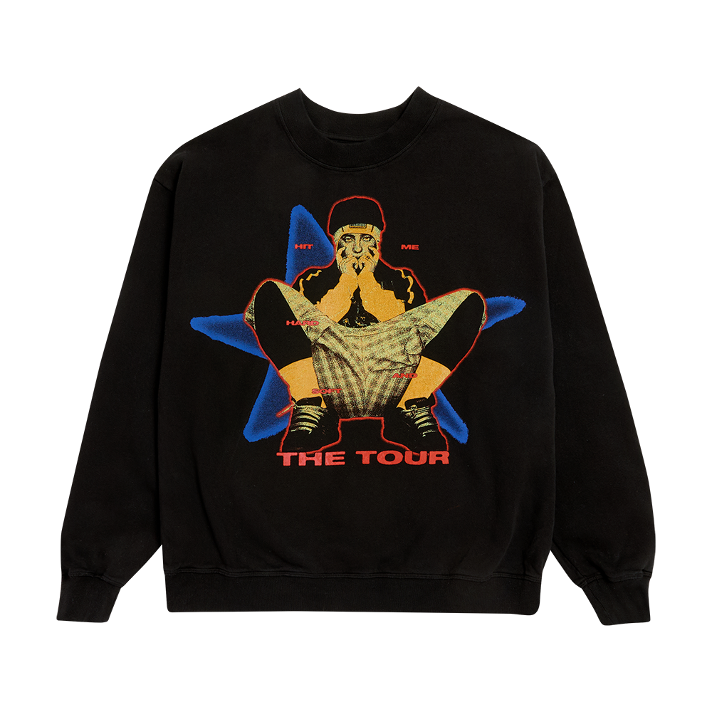 Sweat-shirt ras du cou noir HIT ME HARD AND SOFT: THE TOUR