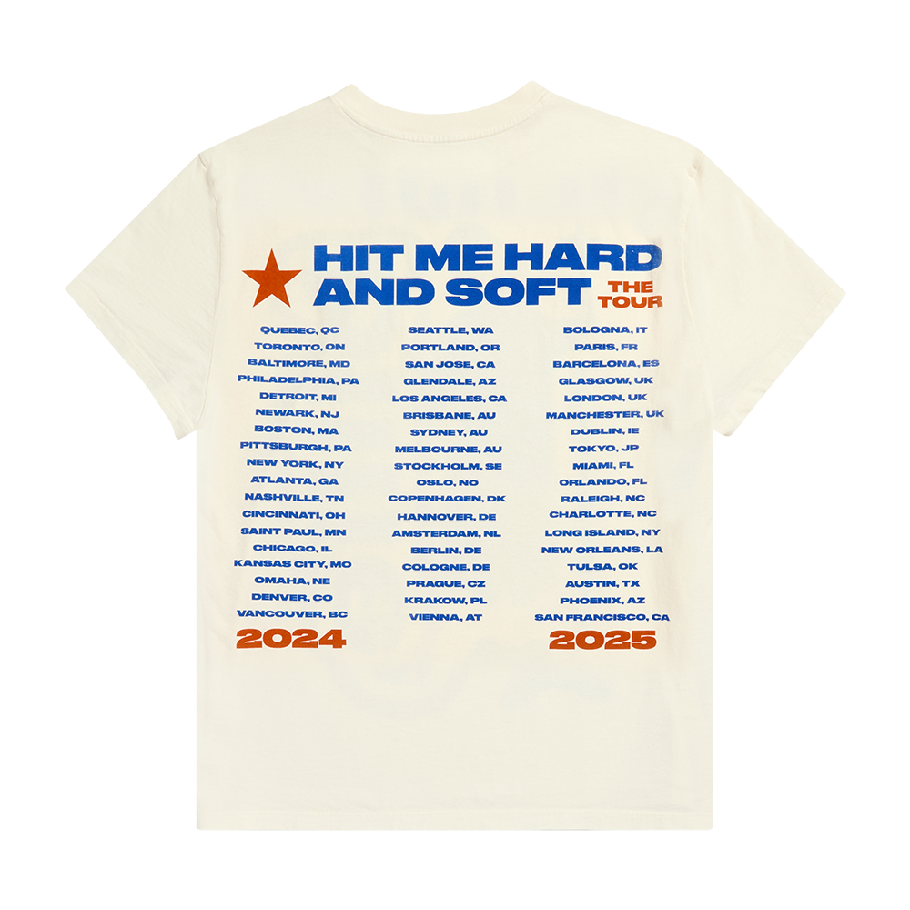 T-shirt blanc HIT ME HARD AND SOFT: THE TOUR 2025 Lean