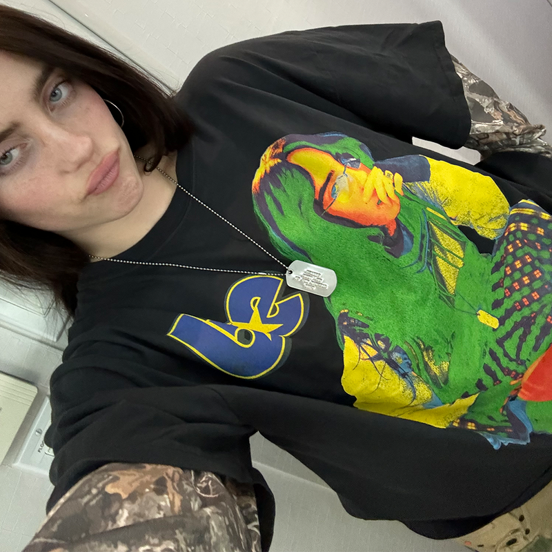 HIT ME HARD AND SOFT TOUR CAMO LAYERED LONG SLEEVE TEE