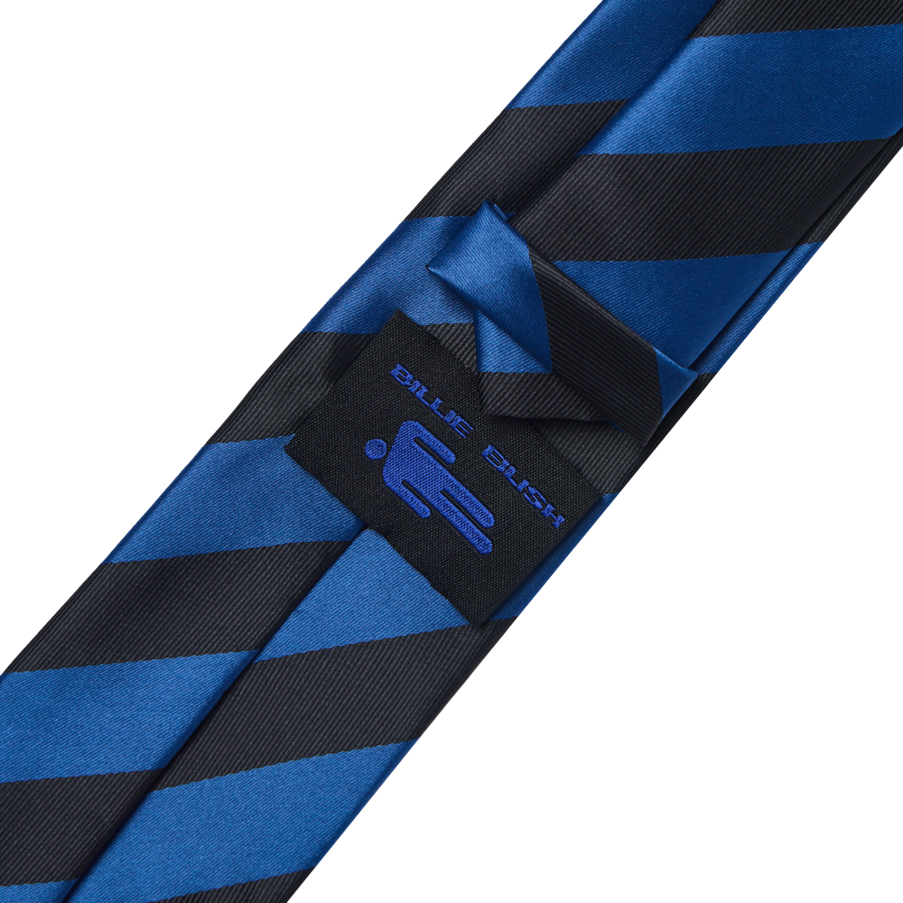 Cravate rayée noire et bleue